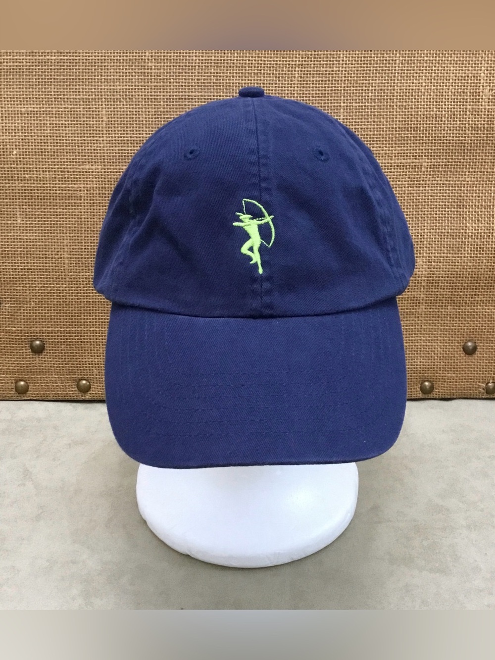 Headshots by KC Navy Baseball Cap with Lime Green Archer Embroidery - M132